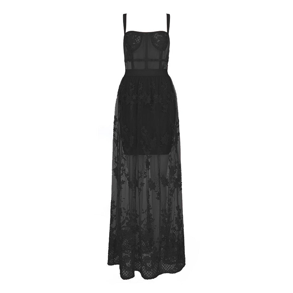 High Quality Red Lace Sleeveless Hollow Out Long Rayon Bandage Dress Evening Party Cute Dress  Pbong mid size graduation outfit romantic style teen swag clean girl ideas 90s latina aesthetic