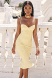 Pbong High Quality Pink Yellow Knee Length Rayon Bandage Dress Evening Party Elegant Dress