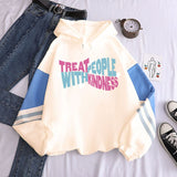 New contrast color pullover thick loose women's hoodie clothes fleece Harajuku top letter printing sweatshirt ladies