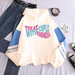 New contrast color pullover thick loose women's hoodie clothes fleece Harajuku top letter printing sweatshirt ladies