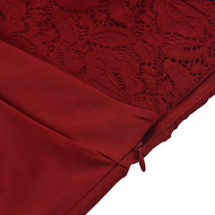 Elegant Red Lace Dress Women Patchwork Slash Neck Short Sleeve Sashes Tunic Dress  Summer Ladies Sexy Evening Party Dresses