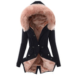 Winter Women Coat Ladies Fur Lining Coat Womens Winter Warm Thick Long Jacket Hooded Overcoat Fashion Parka Coat Jacket