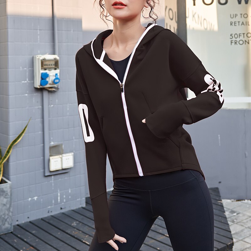 Loose sports jacket female net red fitness running quick-drying jacket zipper hooded casual training clothes outer wear