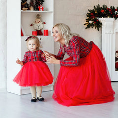 New Year Family Matching Clothes Christmas Mother Daughter Dresses Mommy And Me Plaid Mom Dress Kids Child Outfit Autumn