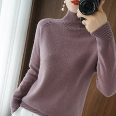 Turtleneck Pullover Fall/winter Cashmere Sweater Women Pure Color Casual Long-sleeved Loose Pullover Bottoming Women&#39;s