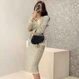 Korean Knitting 3 Pieces Set Women Knitted Sling + Cardigan And Pencil Skirts Casual Simple Office Lady Skirt Suit