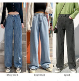 Fashion ladies jeans high waist three-color loose jeans street style high waist jeans wide feet retro high quality pants