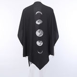 Ponchos and Capes Women Moon Printing Asymmetric Hem Steampunk Phases Spring Autumn  Wrapped Shawl Gothic Cloaks Cape