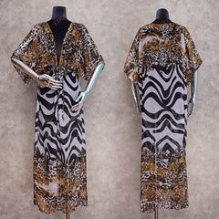 Bikini Cover-ups Bohemian Printed Long Kimono Cardigan Plus Size Chiffon Tunic Women Beach Wear Swim Suit Cover Up Q912