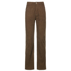 Sweetown Corduroy Y2K Joggers Women Cargo Pants 90s Streetwear Caramel Brown Low Waist E Girl Aesthetic Straight Trousers Female