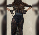 Sexy Hollow See-Though Elegant Dresses Bodycon For Womens Lace Summer Party Female Loose Long Dress Mujer Vestidos