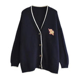 Sweet Korean style All-match Sweater Coat Students Chic Womens Cardigan Women V-neck Cartoon Embroidery Kawaii Harajuku Lovely