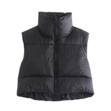 Spring Casual Woman Black Loose Short Vest Female Fashion Oversized  Solid Color Tank Ladies Basic Warm Sleeveless Jacket