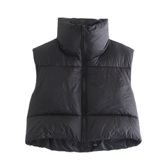 Spring Casual Woman Black Loose Short Vest Female Fashion Oversized  Solid Color Tank Ladies Basic Warm Sleeveless Jacket