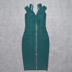 Pbong mid size graduation outfit romantic style teen swag clean girl ideas 90s latina aesthetic Hot Sexy V Neck Green HL Bandage Dress Double Strap Party Club Elastic White Red Bodycon Vestido XL China