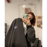 oversized zip up sweatshirt streetwear loose long-sleeved korean style jacket Autumn new zipper women tops black hoodie