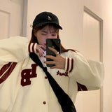 Jacket Women Jackets Oversized Baseball Punk Clothes Autumn/winter New Clothes Korean Students Thickened Plus Velvet Sweatshirt