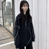 No Hat Hoodies Harajuku BF Style Black Hip-hop Chic Teens Sweatshirts Autumn Trendy All-match Daily Simple Womens Streetwear New