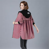 Women Plus Size 5XL Windbreaker Female Spring Autumn Trench Coat Loose Large size Windbreaker Hooded Women's Clothing A555