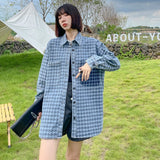 Streetwear Denim Blouses For Women Lapel Single Breasted Patchwork Pockets Patterned Shirts Female Autumn Clothing