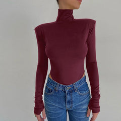 Sexy Backless Bodysuits Turtleneck Elegant Club Party Women&#39;s Tops One Piece Outfit High Waist Bodysuit Rompers