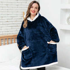 Oversized Hoodie Blanket With Sleeves Sweatshirt Plaid Winter Fleece Hoody Women Pocket Female Hooded Sweat Oversize Femme