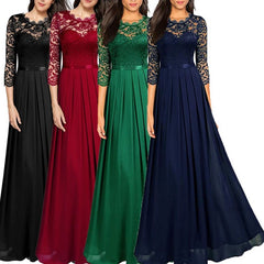 Pbong mid size graduation outfit romantic style teen swag clean girl ideas 90s latina aesthetic Summer Vintage Sexy Lace Women Party Long Dress Elegant Embroidered Hollow Out Chiffon Maxi Dresses Lady Chic Dress