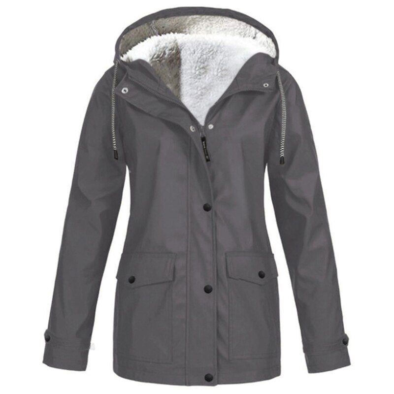 Women Jackets Winter Autumn Ladies Hooded Outdoor Raincoat Zipper Windbreaker Waterproof Outwear S-5XL Mujer Coat