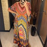 Pbong mid size graduation outfit romantic style teen swag clean girl ideas 90s latina aestheticMoroccan Kaftan Bohemian Printed Summer Dress Long Tunic Women Plus Size Beach Wear Swim Suit Cover Up Robe de plage