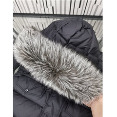 Large Real Fox Fur Collar women down coat with fur hood matt fit waist White Duck Down Parka Hooded Winter Coat Women Waterproof