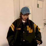 Jacket Women Jackets Oversized Baseball Punk Clothes Autumn/winter New Clothes Korean Students Thickened Plus Velvet Sweatshirt