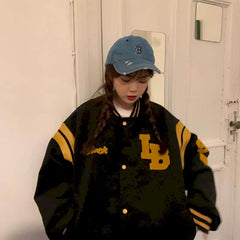 Jacket Women Jackets Oversized Baseball Punk Clothes Autumn/winter New Clothes Korean Students Thickened Plus Velvet Sweatshirt