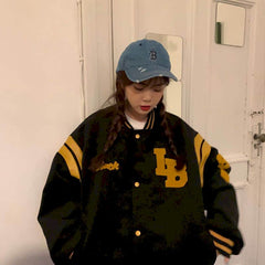 Jacket Women Jackets Oversized Baseball Punk Clothes Autumn/winter New Clothes Korean Students Thickened Plus Velvet Sweatshirt