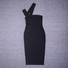 Pbong mid size graduation outfit romantic style teen swag clean girl ideas 90s latina aesthetic  Autum Sexy Elegant Brown HL Bandage Dress Bodycon Hollow Out Halter One Shoulder Vestido Midi Length Club Party XL