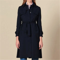 Autumn New women's Lapel Trench Coat With Pleated Back Hem Lace Up Bow Windbreaker With Single Breasted Windbreaker