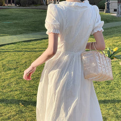 Summer Elegant Chiffon Dress Women French Style Sweet Lace-up Midi Kawaii Dress V-neck Korean Slim Designer Princess Dress