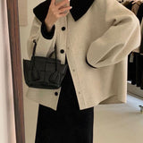 Fashion Autumn Lapel Single Breasted Solid Coat Women Short Loose Casual Streetwear Tide Manteau Femme