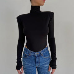 Sexy Backless Bodysuits Turtleneck Elegant Club Party Women&#39;s Tops One Piece Outfit High Waist Bodysuit Rompers