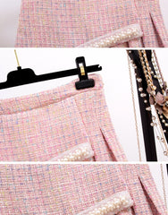 New High Quality Women Autumn Winter 3 Piece Sets Lady Fashion Elegant Slim Coat Skirt Shirt Three-piece Suit Tweed Sets