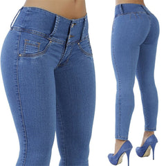 S-3XL Plus Size Jeans Woman High Waist Stretch Pencil Elastic Blue MomJean Skinny Pants Elasticity Trousers Female DenimPbong  mid size graduation outfit romantic style teen swag clean girl ideas 90s latina aesthetic