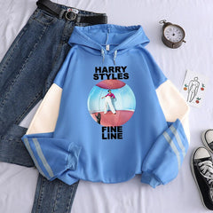 New contrast color pullover thick loose women's hoodie clothes fleece Harajuku top letter printing sweatshirt ladies