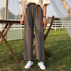 Pants Women Comfortable Loose Breathable Students Korean Style Casual Elegant Wide Leg High Elastic Waist Trendy Womens Trousers