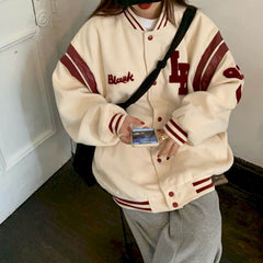 Jacket Women Jackets Oversized Baseball Punk Clothes Autumn/winter New Clothes Korean Students Thickened Plus Velvet Sweatshirt