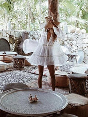 Women Swimsuit Cover Ups Mandarin Sleeve Kaftan Beach Tunic Dress Robe De Plage Solid White Pareo Beach Cover-ups Pbong mid size graduation outfit romantic style teen swag clean girl ideas 90s latina aesthetic