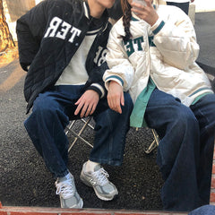 Winter Student Quilted Baseball Uniform Jacket Women Jackets Harajuku Style Loose Padded Couple Padded Tops Female Trend Coat