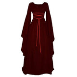 Women's Medieval Dress Victorian Renaissance Gothic Long Gown Dress Costumes Flare Sleeve Autumn Ladies Dresses