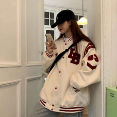 Jacket Women Jackets Oversized Baseball Punk Clothes Autumn/winter New Clothes Korean Students Thickened Plus Velvet Sweatshirt