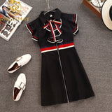 New  Summer Runway Designer Women Retro Butterfly Sleeveless Bow Tie Collar Ruffles Weave Striped Zipper Up Mini Dress