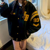 Jacket Women Jackets Oversized Baseball Punk Clothes Autumn/winter New Clothes Korean Students Thickened Plus Velvet Sweatshirt