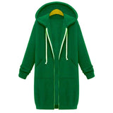Once Autumn Casual Women Long Hoodies Sweatshirt Coat Zip Up Outerwears Hooded Jacket Winter Pockets Plus Size Outwear Tops